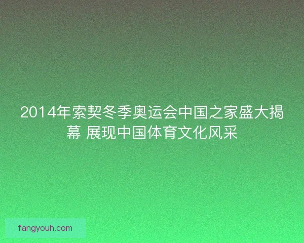 2014年索契冬季奥运会中国之家盛大揭幕 展现中国体育文化风采